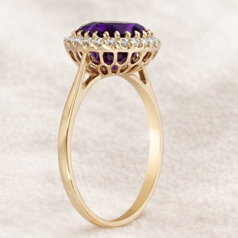 Ivana - 2.30 carat purple amethyst and diamonds in 14k gold