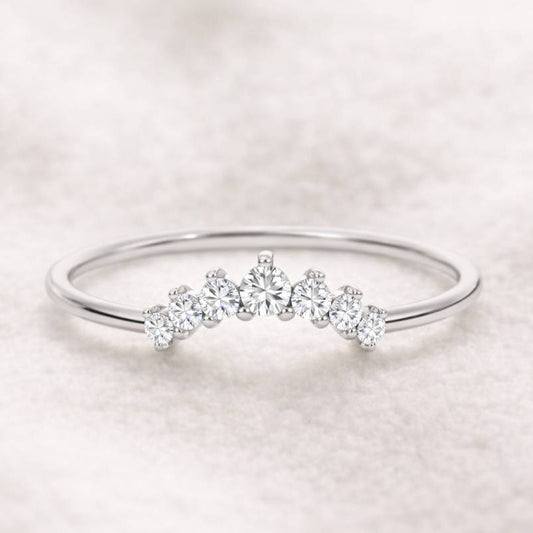 Ring - 0.12 carat 7 natural diamonds 14k white gold