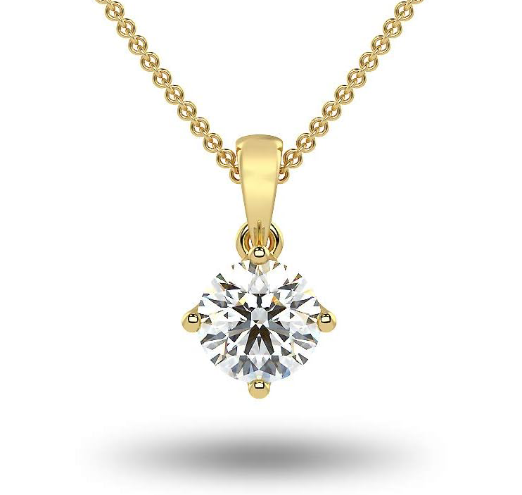 Lab grown diamond necklace 14k yellow - Shilat 