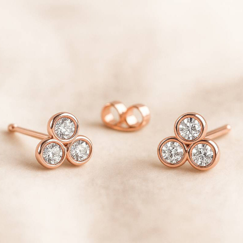 Natural Diamonds, 0.15 Carat earrings rose gold