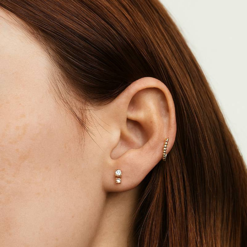 0.20 carat set with 4 natural diamonds earrings 14k yellow gold