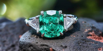 vivid green emerald diamond engagement ring 