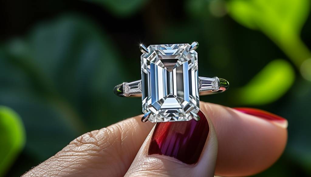 Emerald cut eco friendly diamond ring 
