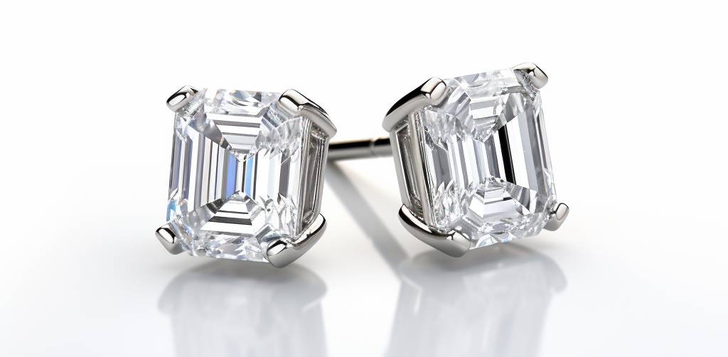 assher cut lab grown diamond earrings
