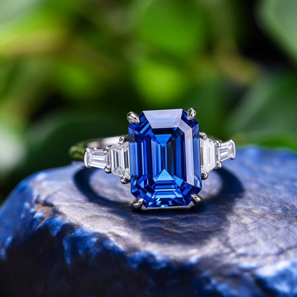 Ring diamond and sapphire