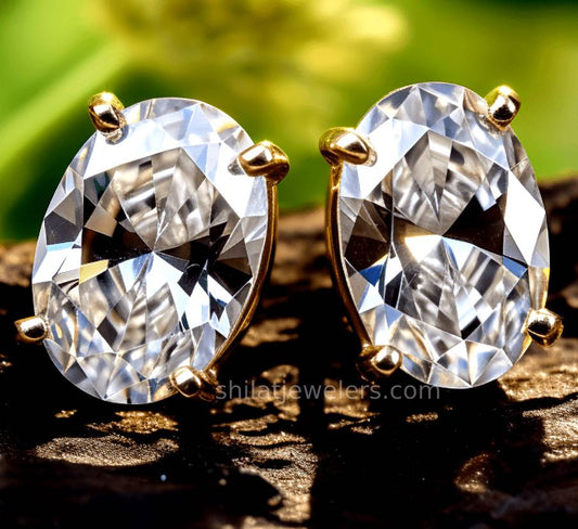 oval lab diamond studs 