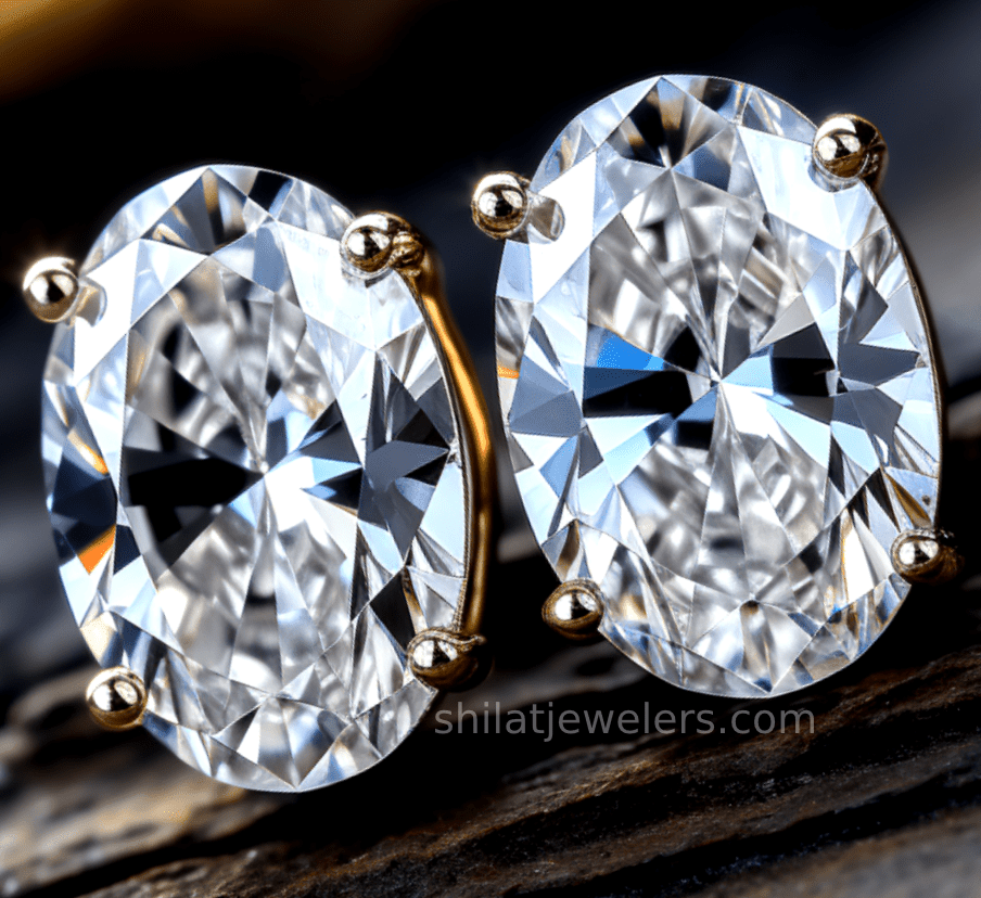 oval stud diamond earrings 