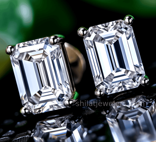 emerald cut diamond studs cvd 