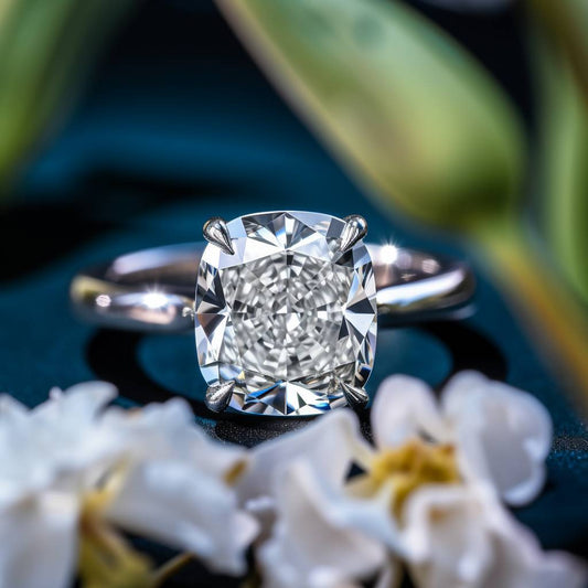 lab grown cushion diamond ring