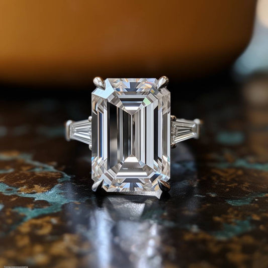 emerald cut lab grown diamond ring