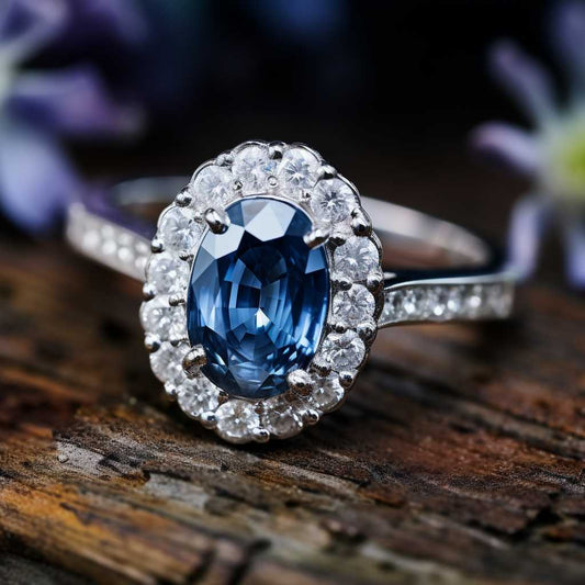 Sapphire halo ring