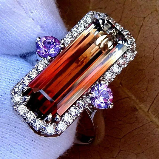 Watermelon tourmaline ring