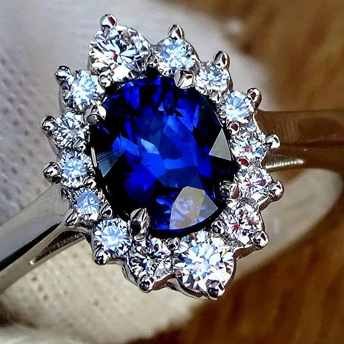 blue sapphire diamond 14kt gold ring - Shilat