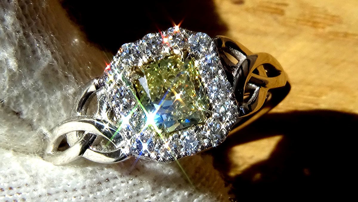 Yellow diamond rings for sale 14k 0.72ct - Shilat 