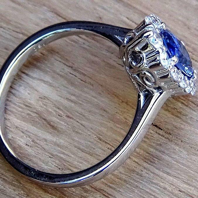 Sapphire blue diamond ring wedding 14k 1.72ct - Shilat 