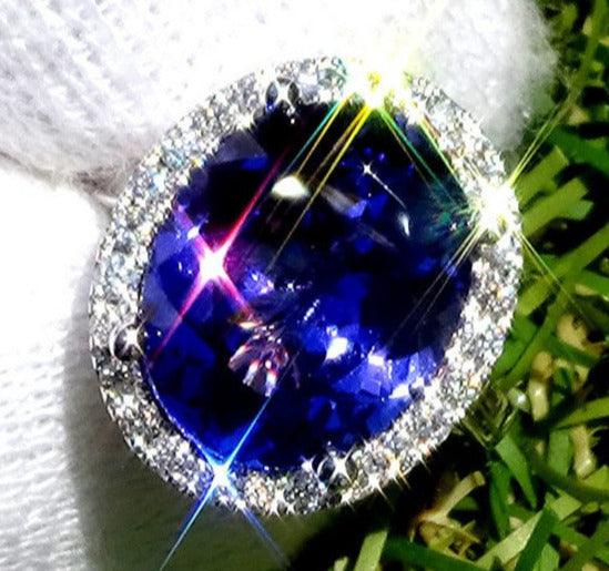 Tanzanite and diamond ring engagement 14k 7.47ct - Shilat 