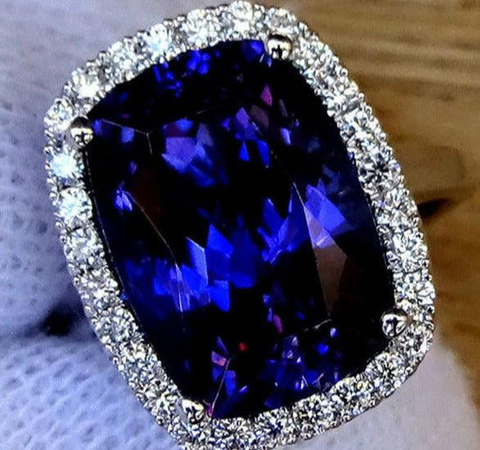 Diamond and tanzanite engagement ring 14k gold 8.85ct - Shilat 