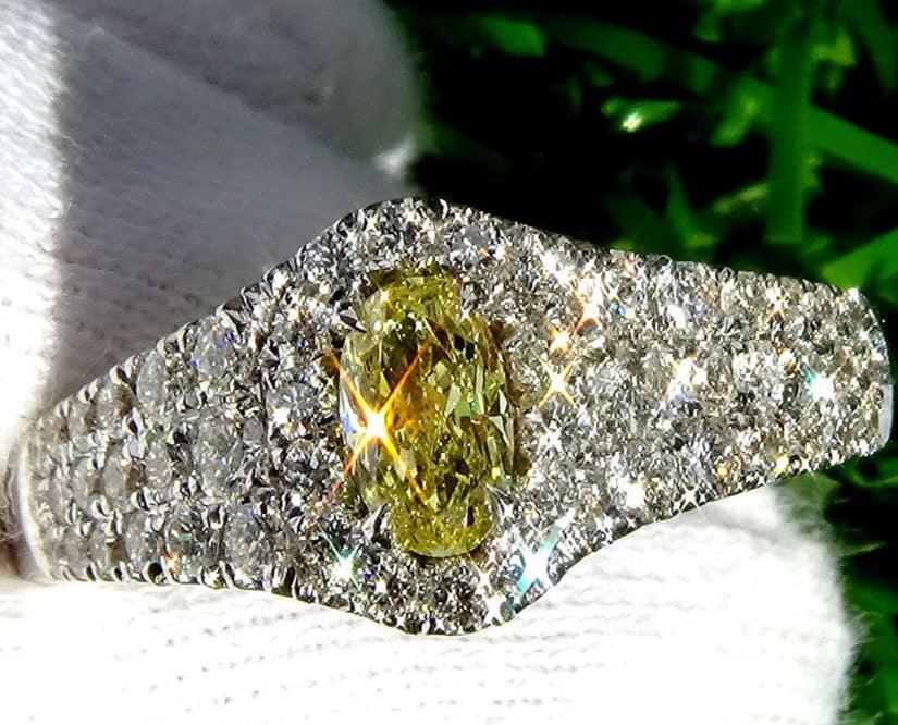 Engagement ring for women fancy yellow diamond 0.86ct - Shilat 