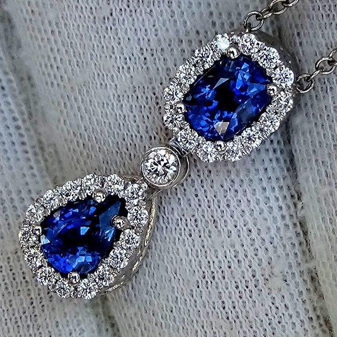 Sapphire and diamond pendant necklaces  - Shilat 