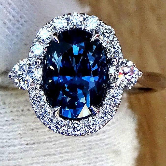 Diamond and sapphire engagement ring 2.40ct - Shilat 