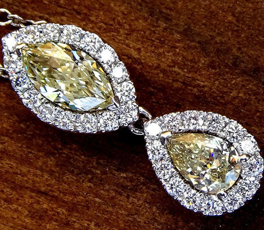 Yellow diamond necklace fancy natural 14k 1.75ct - Shilat 