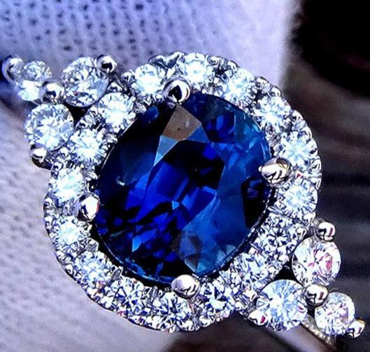 A blue sapphire ring diamond engagement 2.12ct - Shilat 