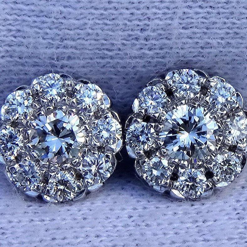 Diamond ear studs 14k white gold 1.03ct VS/G - Shilat 