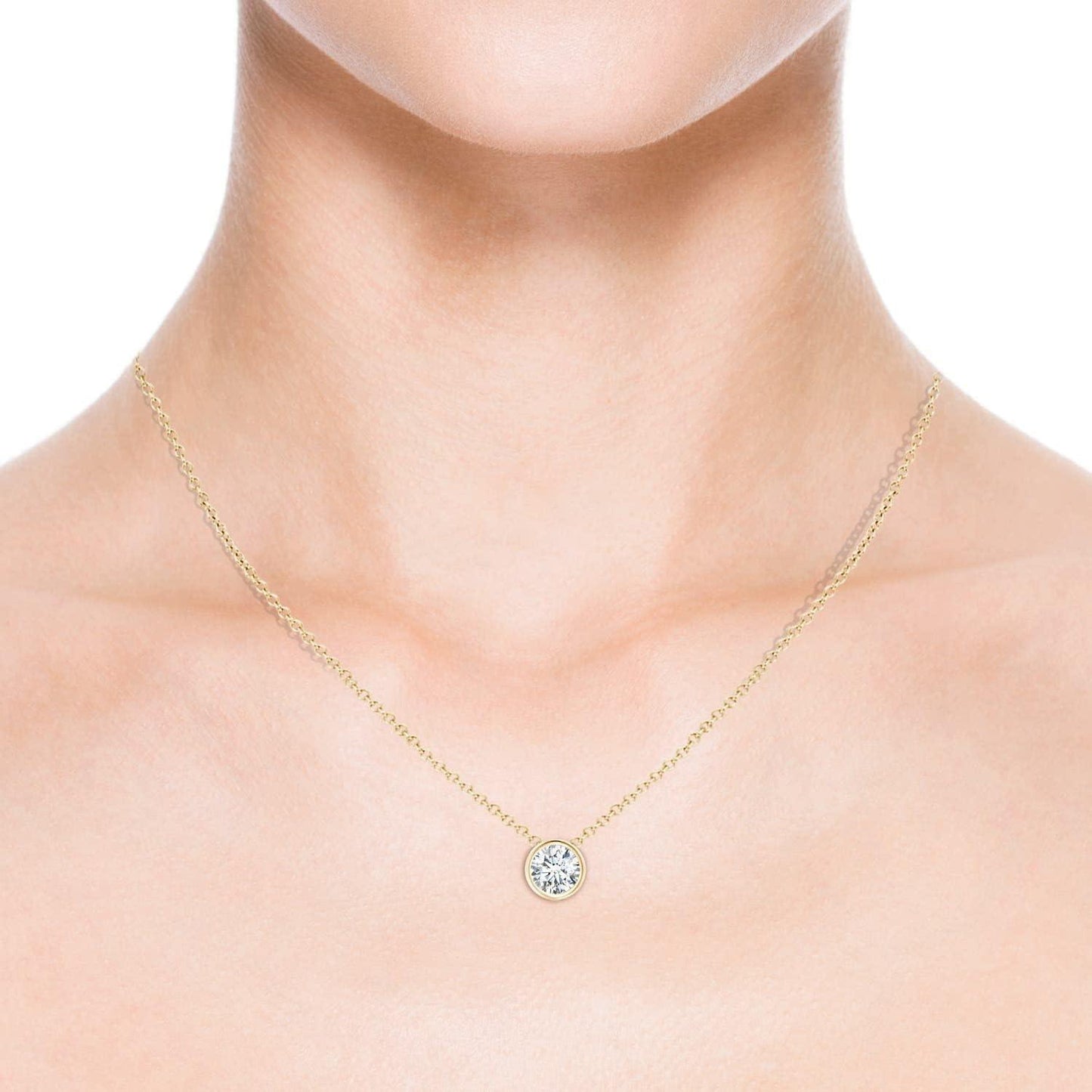 Lab grown diamond solitaire necklace - Shilat 