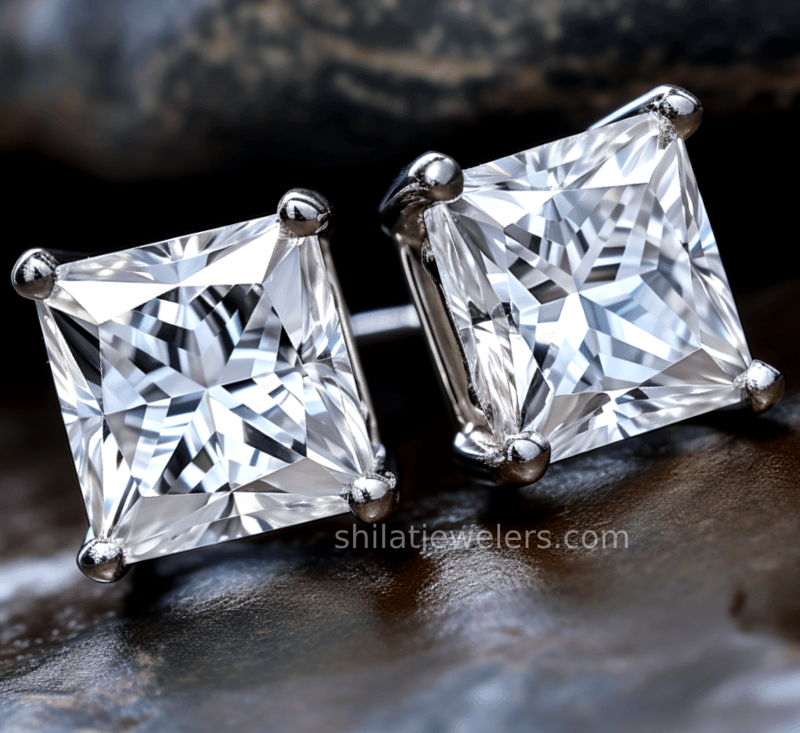 Princess 3ct lab diamond earrings