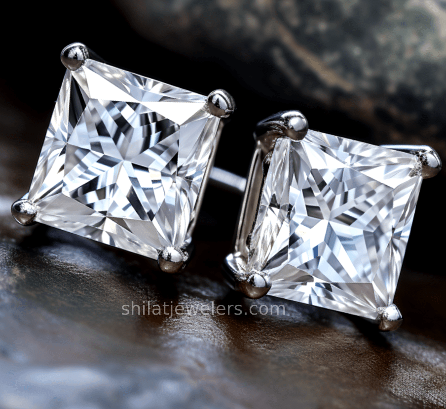 Princess 3ct lab diamond earrings