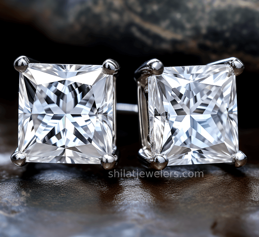 Princess 3ct lab diamond earrings