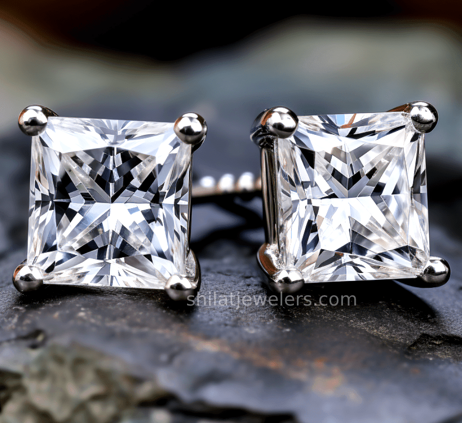 Princess 1.5 carat lab diamond earrings