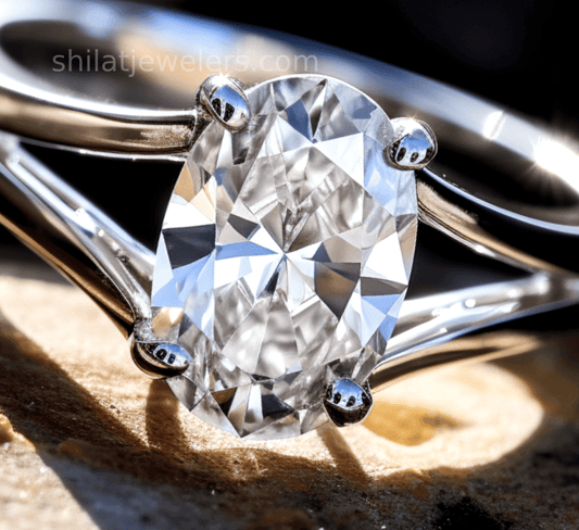 lab diamond oval ring 2ct cvd  - Shilat