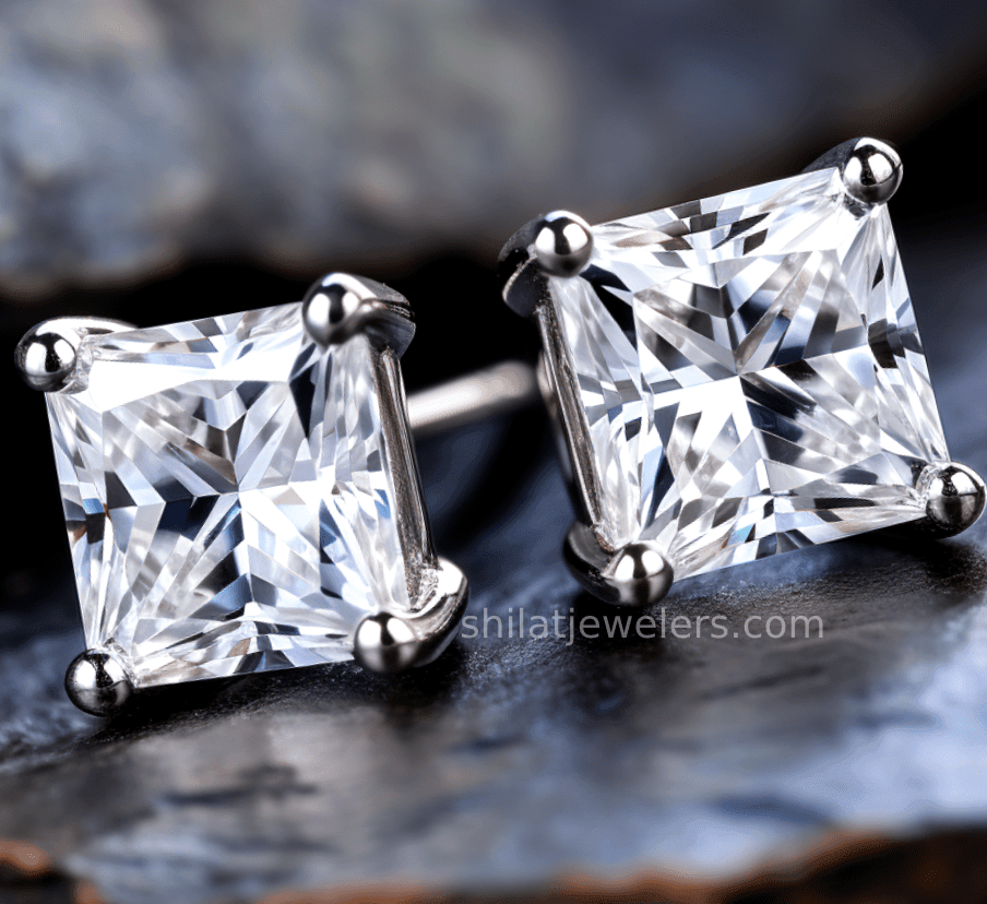 Princess cut lab diamond earrings 1ct