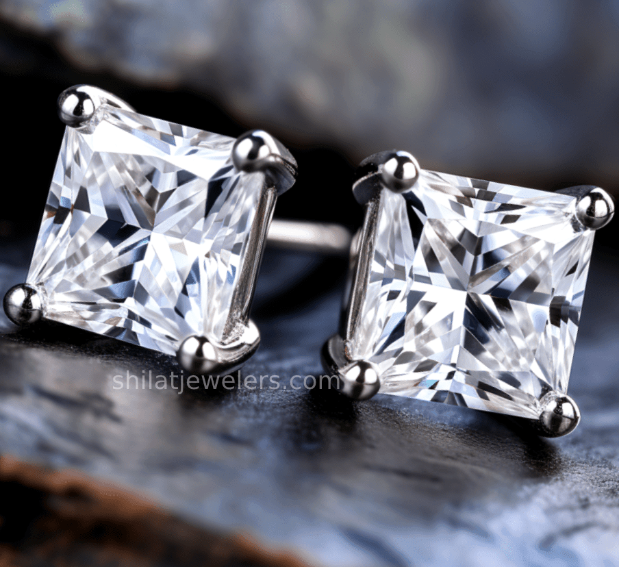 Princess cut lab diamond earrings 1ct