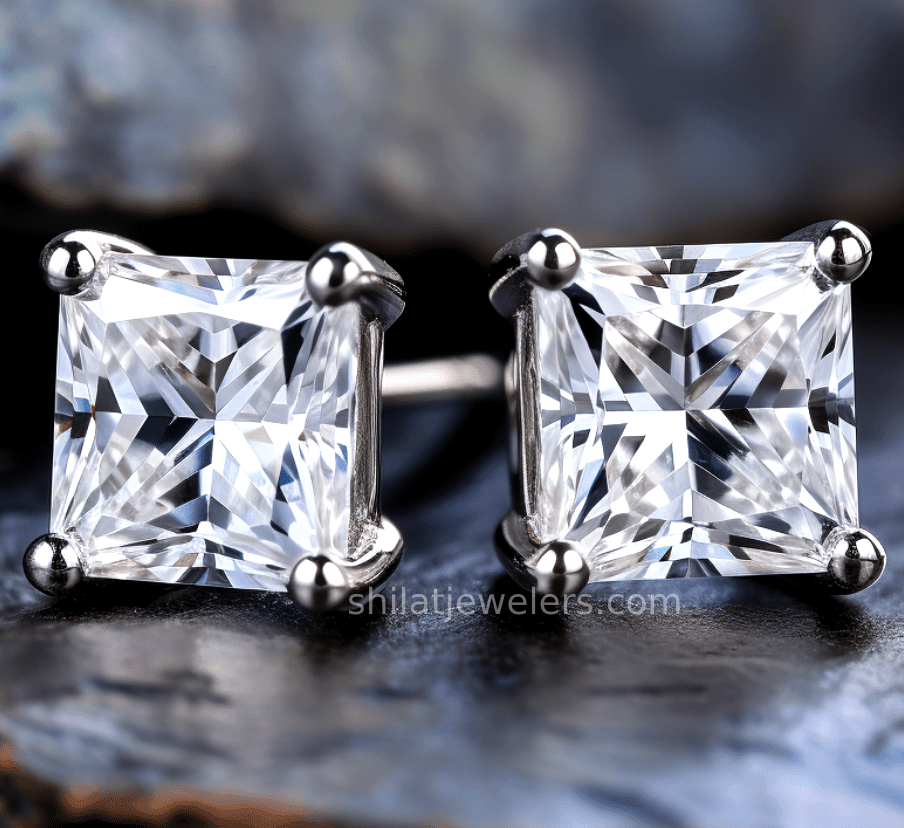 Princess cut lab diamond earrings 1ct