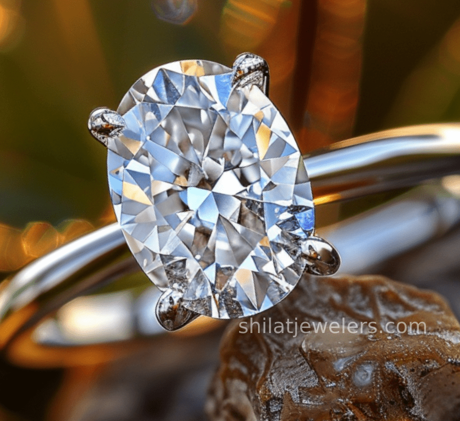 Lab grown oval diamond ring