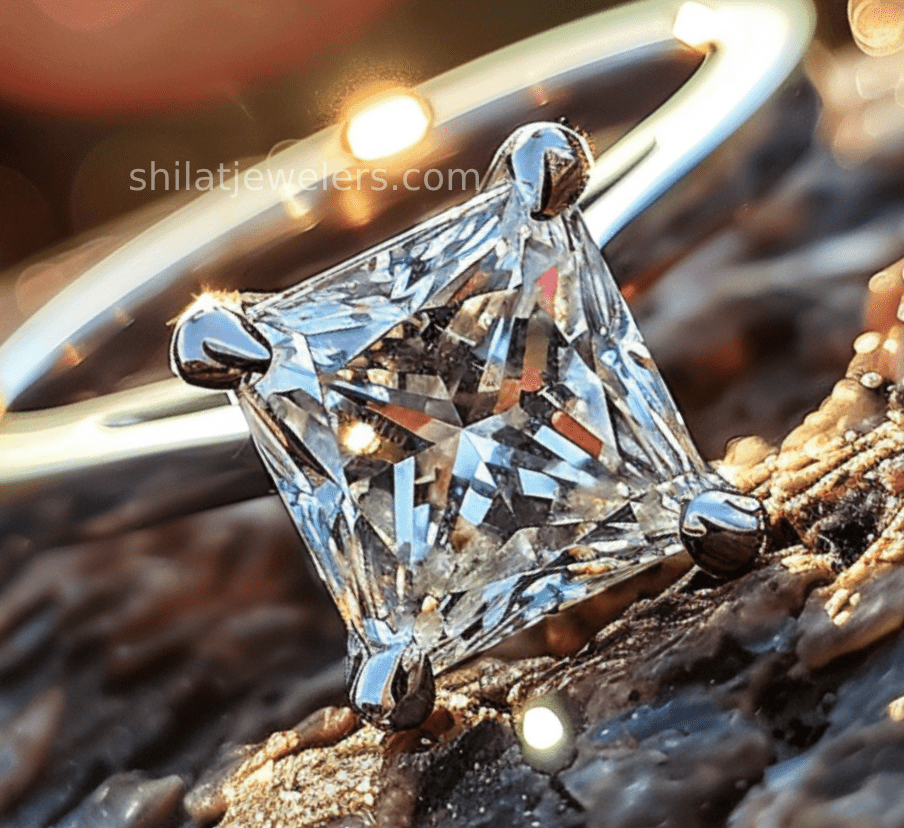 Princess cut lab created diamond ring 1.5ct