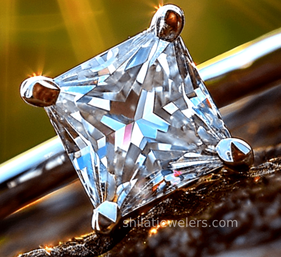 Lab created princess cut engagement ring