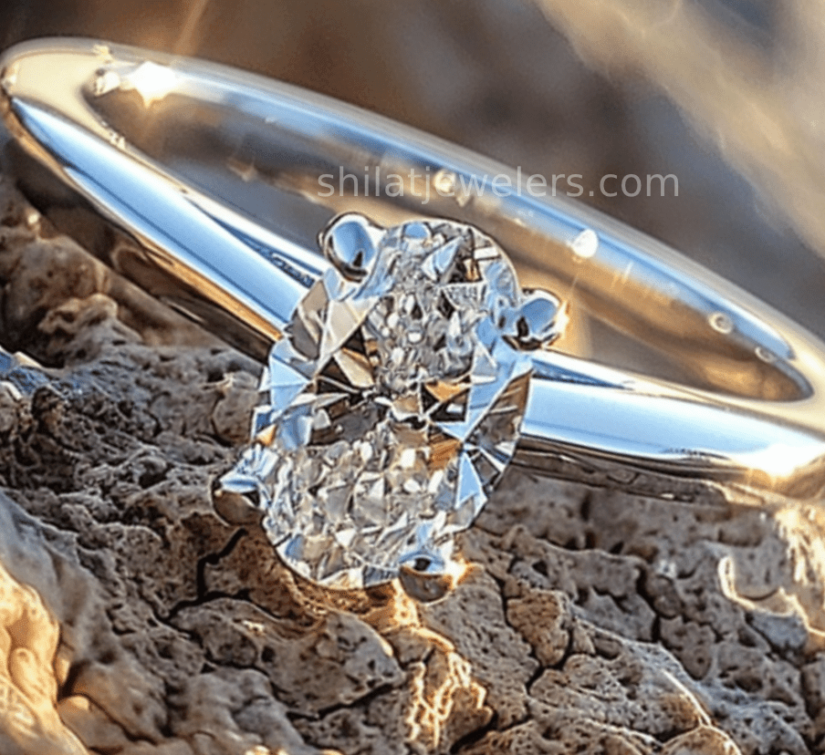 Grown diamond rings oval 1ct - Shilat 