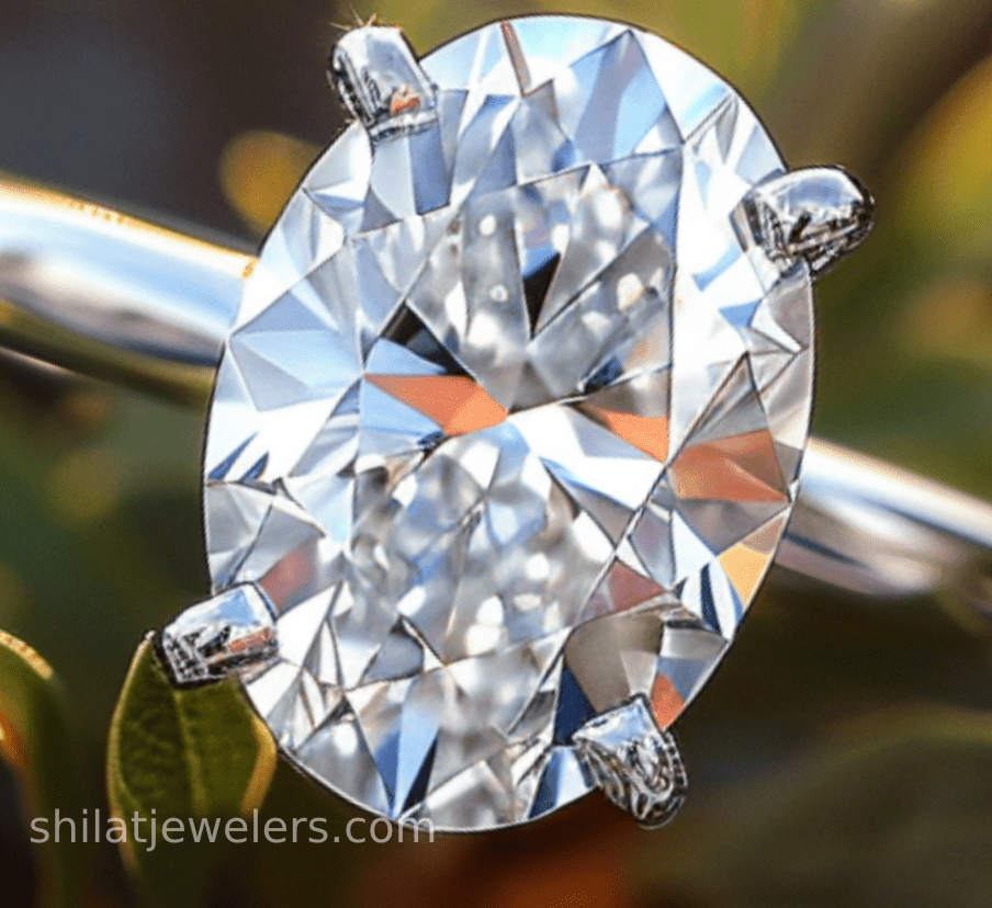 Oval lab created diamond ring