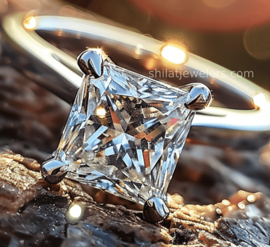 Princess cut lab created diamond ring 1.5ct