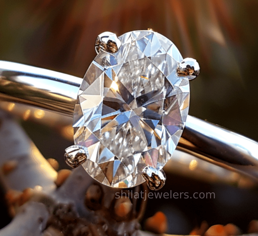 Oval lab grown diamond engagement ring