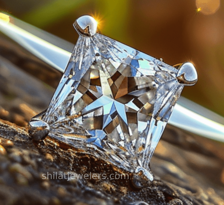 Princess cut lab created diamond rings