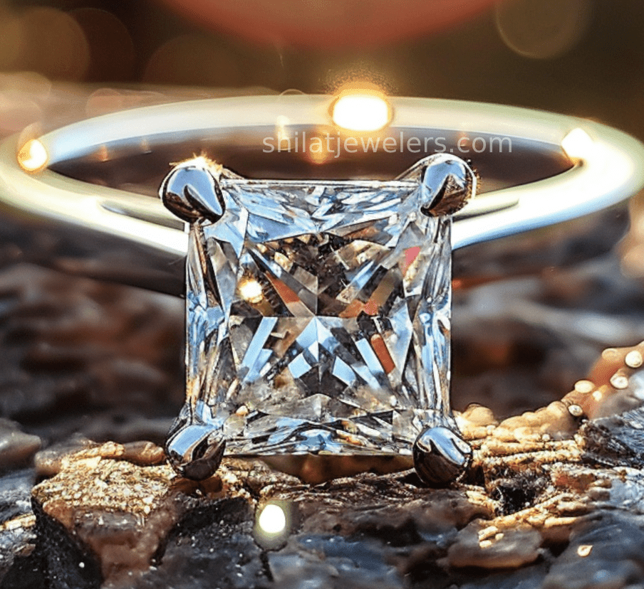 Princess cut lab created diamond ring 1.5ct