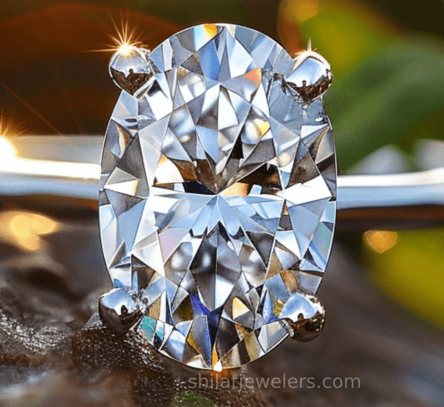 Lab created oval diamond engagement ring 2ct