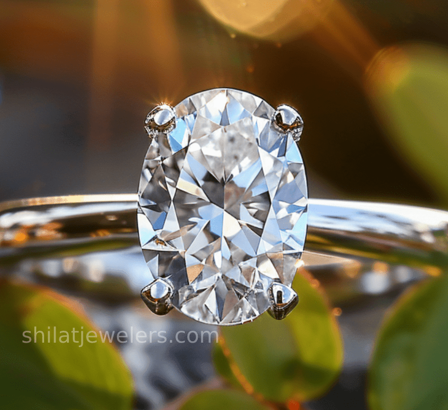 Oval lab diamond engagement ring 