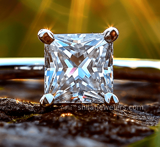 Lab created princess cut engagement ring