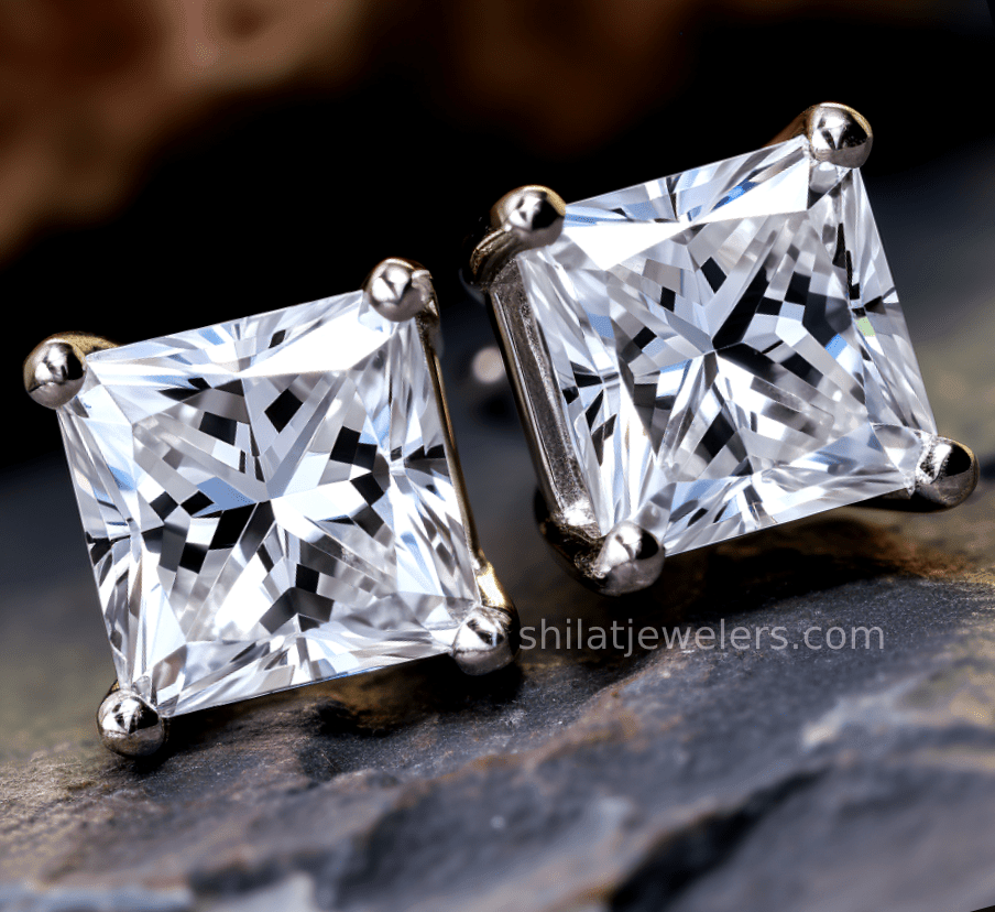 Princess cut 3.03ct lab diamond earrings