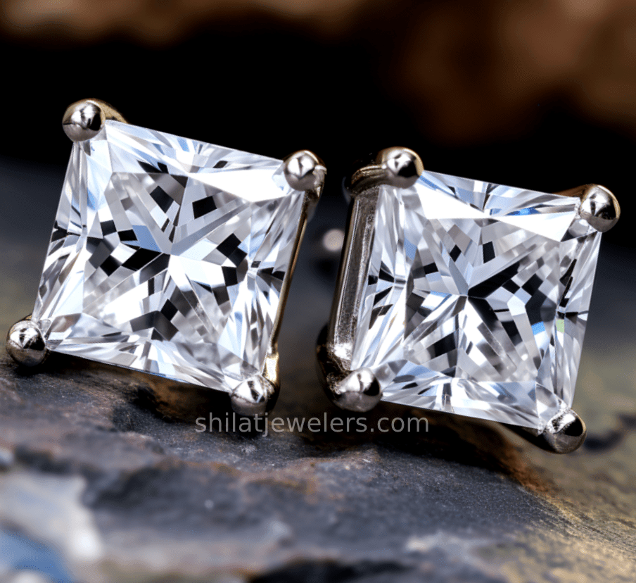 Princess cut 3.03ct lab diamond earrings